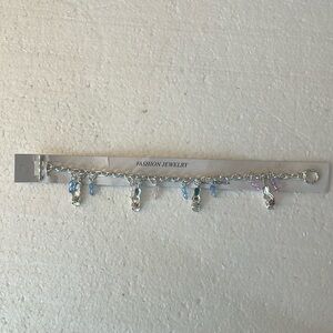 Fashion jewelry flip-flops charm bracelet silver tone sandals Jewels beads new